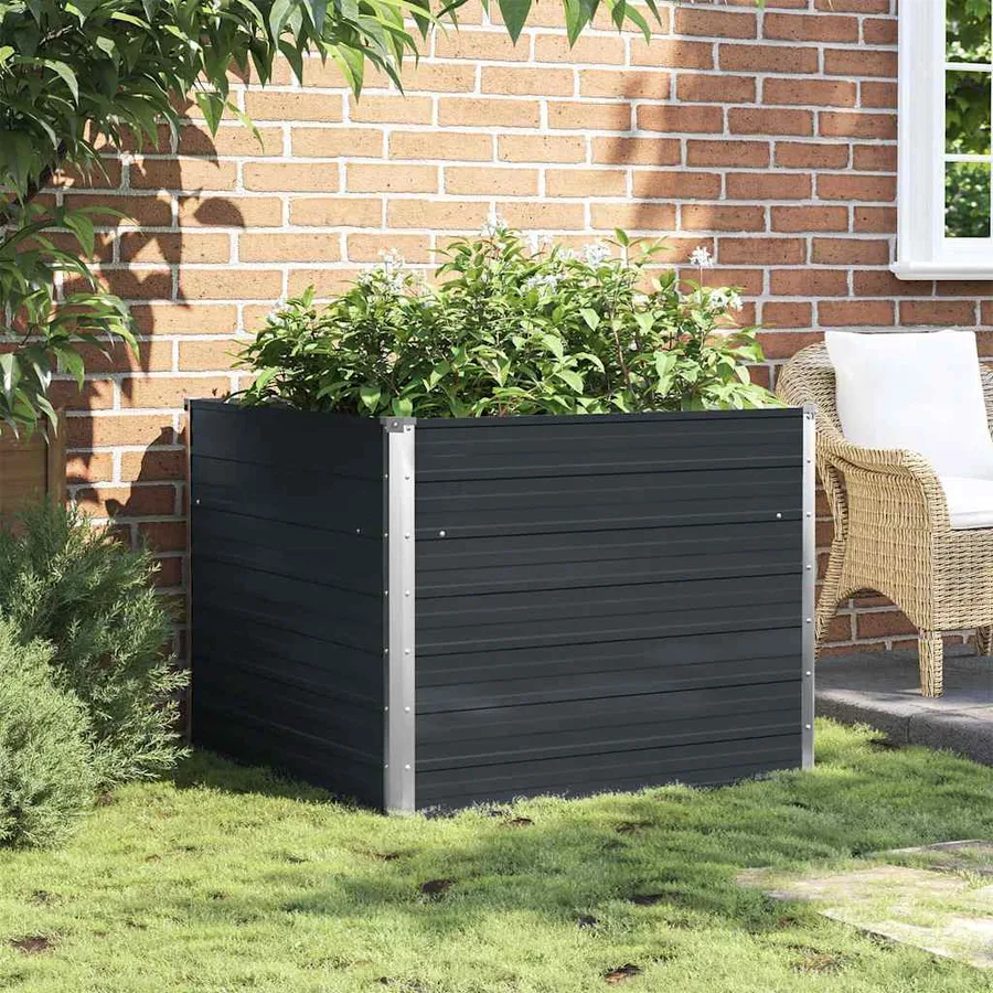 Jardinière surélevée Anthracite 100x100x77 cm Acier galvanisé - 3