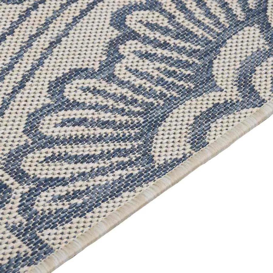Tapis à tissage plat d'extérieur 120x170 cm Motif bleu - 4