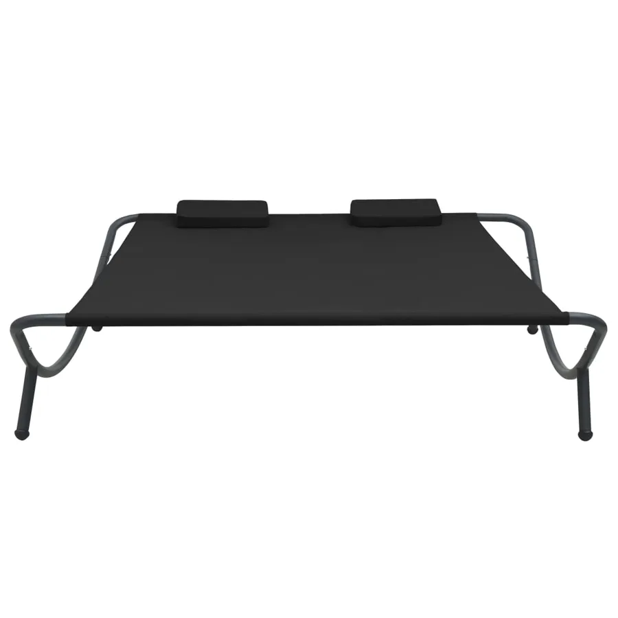 Chaise longue d'extérieur tissu noir - 2
