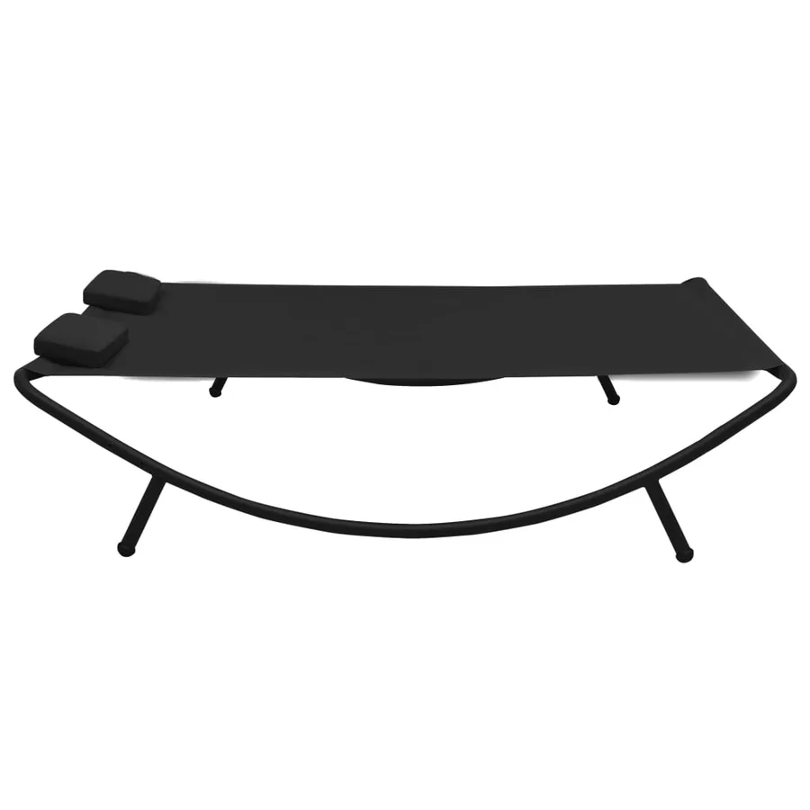 Chaise longue d'extérieur tissu noir - 3