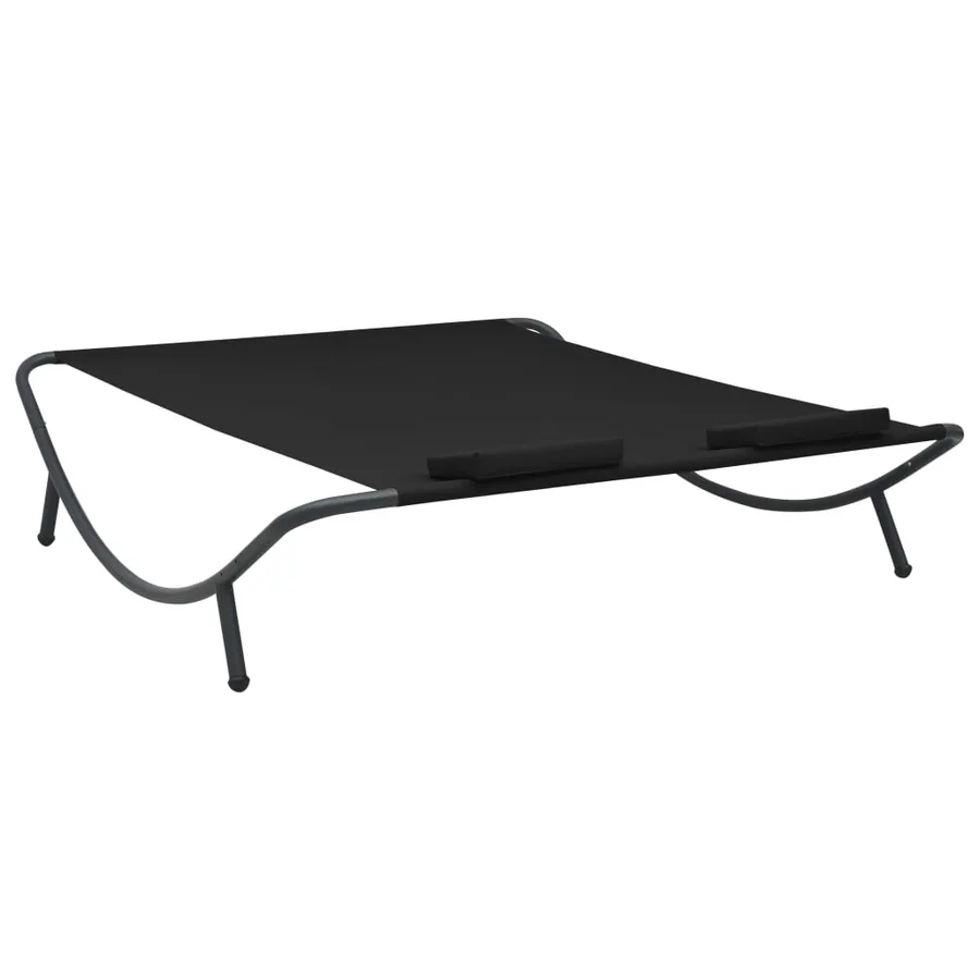 Chaise longue d'extérieur tissu noir - 4