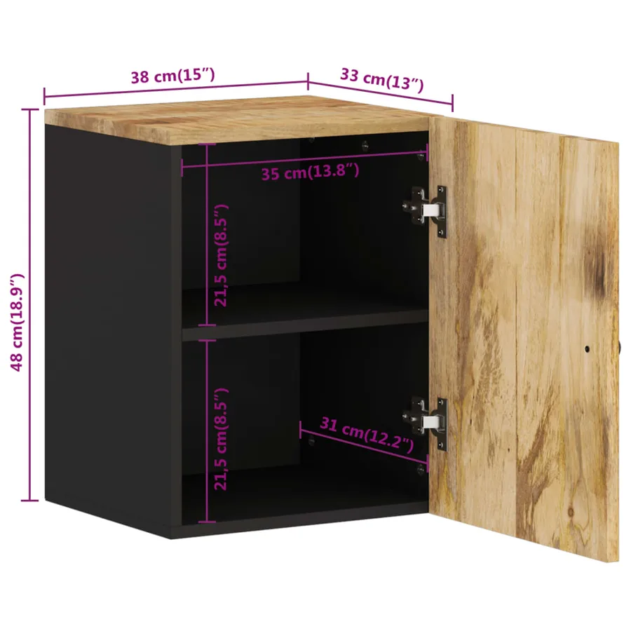 Armoire de salle de bain murale 38x33x48cm bois massif manguier - 11