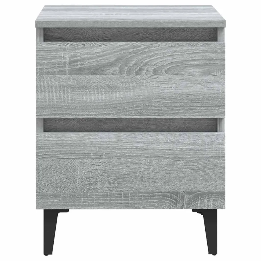 Tables de chevet pieds en métal 2 pcs Sonoma gris 40x35x50 cm - 3