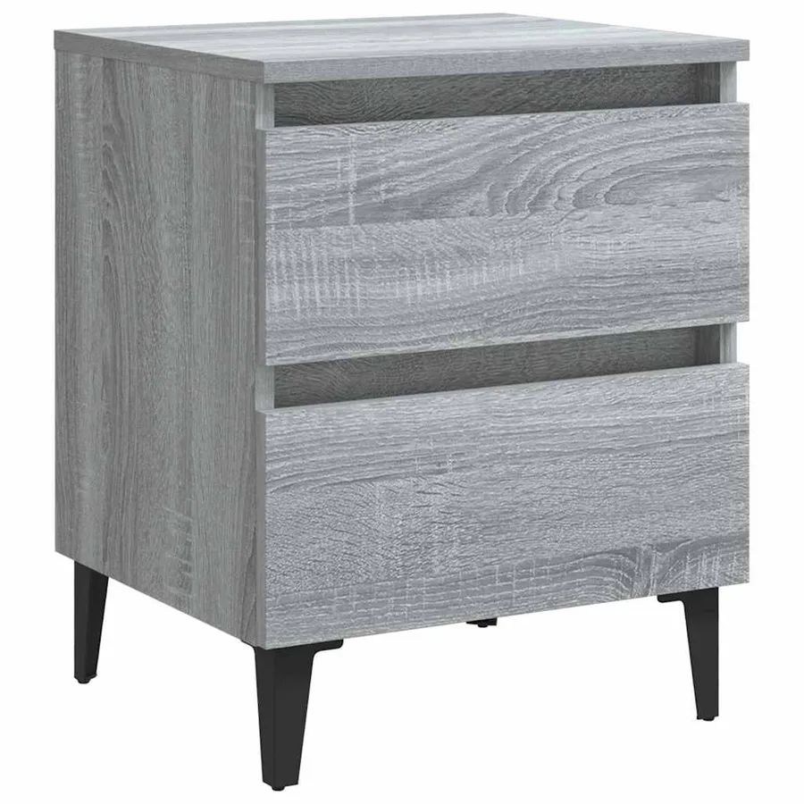 Tables de chevet pieds en métal 2 pcs Sonoma gris 40x35x50 cm - 4
