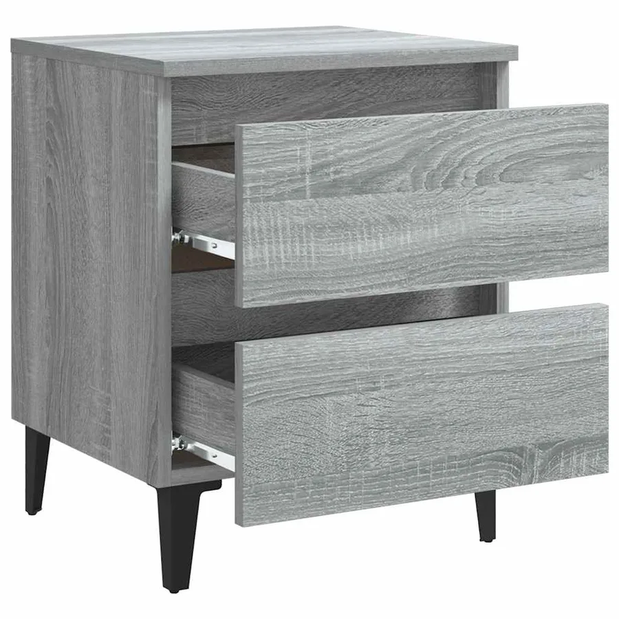 Tables de chevet pieds en métal 2 pcs Sonoma gris 40x35x50 cm - 6