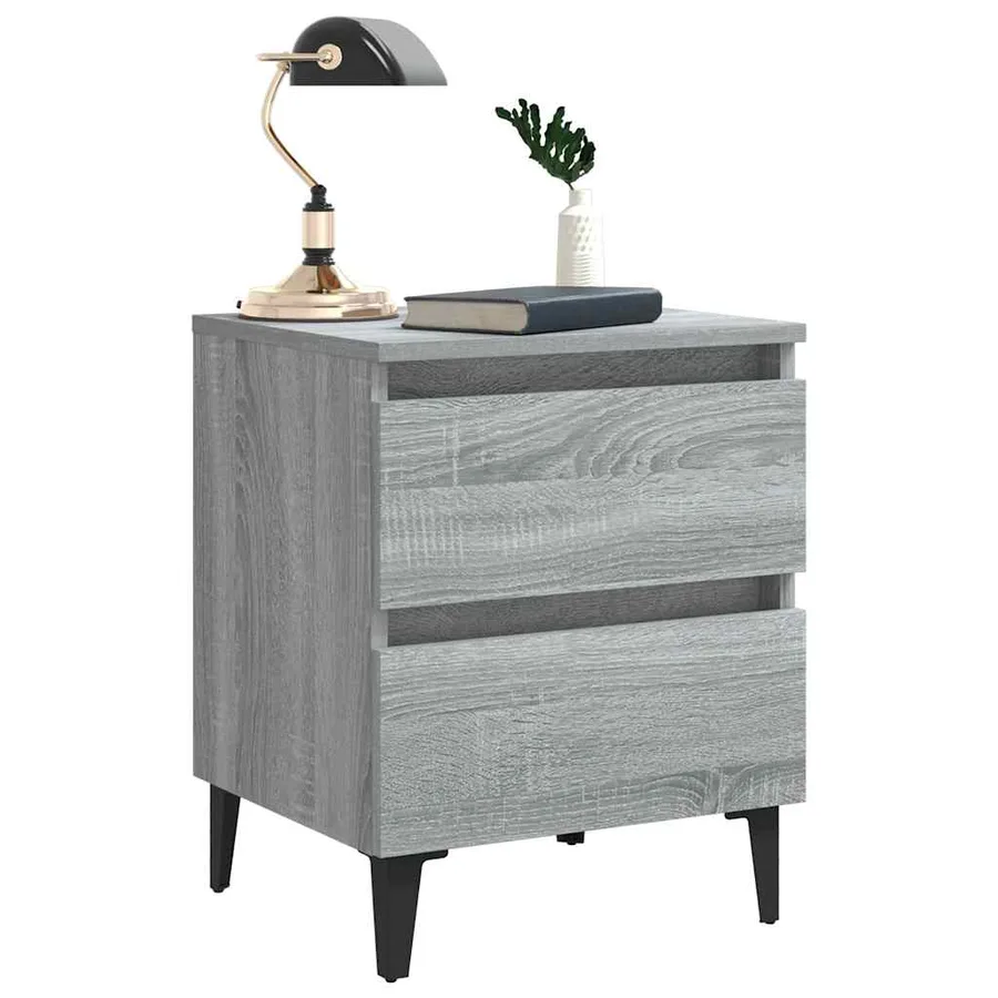 Tables de chevet pieds en métal 2 pcs Sonoma gris 40x35x50 cm - 7