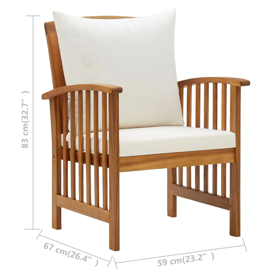 Salon de jardin 5 pcs avec coussins Bois d'acacia solide - 10