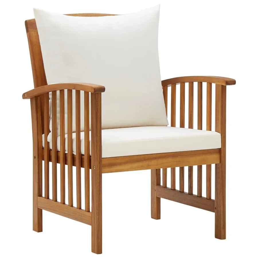 Salon de jardin 5 pcs avec coussins Bois d'acacia solide - 4