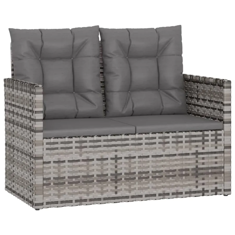 Banc de jardin avec coussins Gris 105 cm Résine tressée - 2