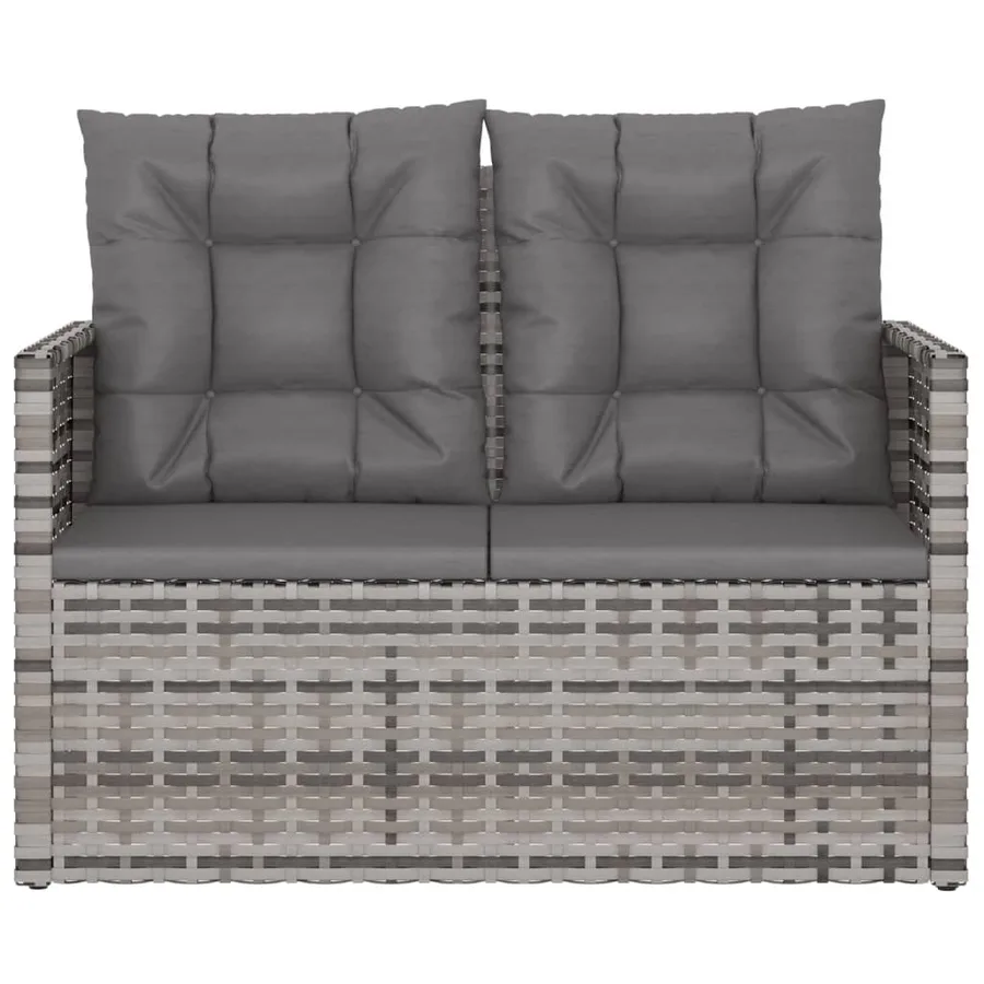 Banc de jardin avec coussins Gris 105 cm Résine tressée - 4