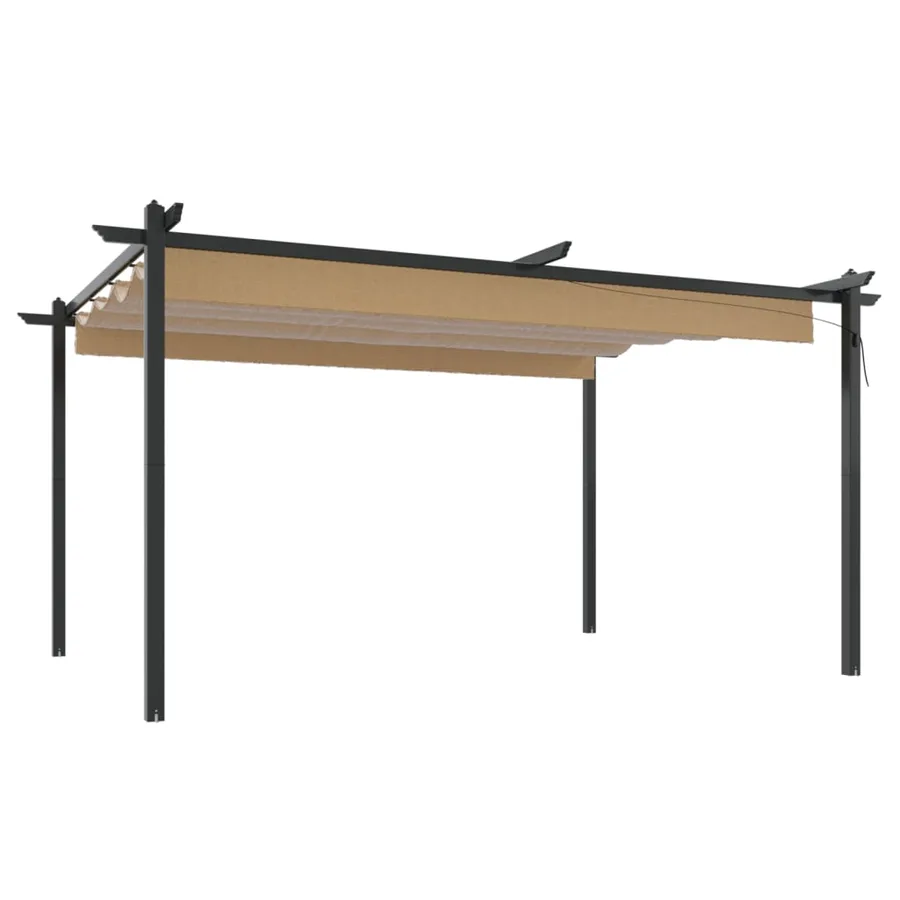 Tonnelle de jardin avec toit rétractable 4x3 m Taupe - 2