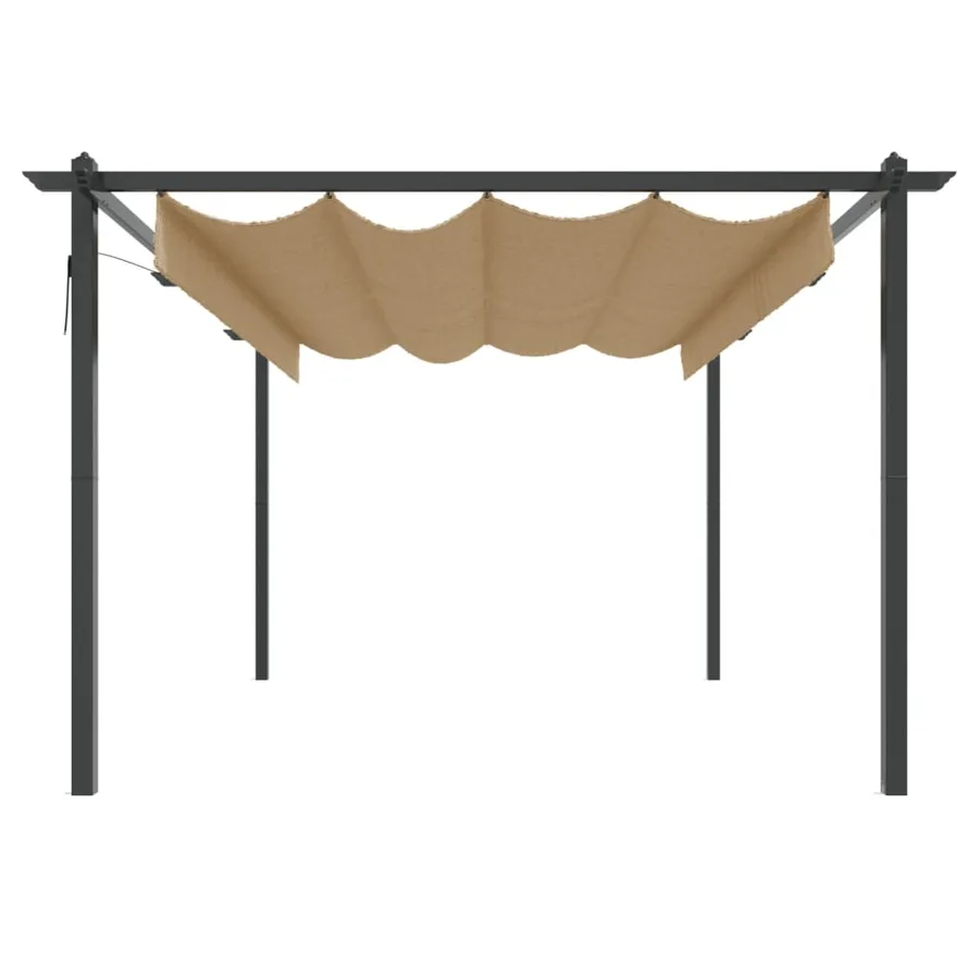 Tonnelle de jardin avec toit rétractable 4x3 m Taupe - 3