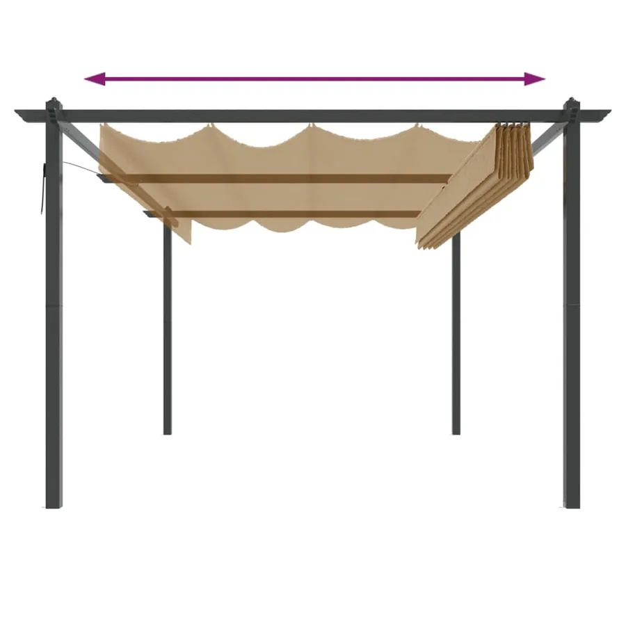 Tonnelle de jardin avec toit rétractable 4x3 m Taupe - 5