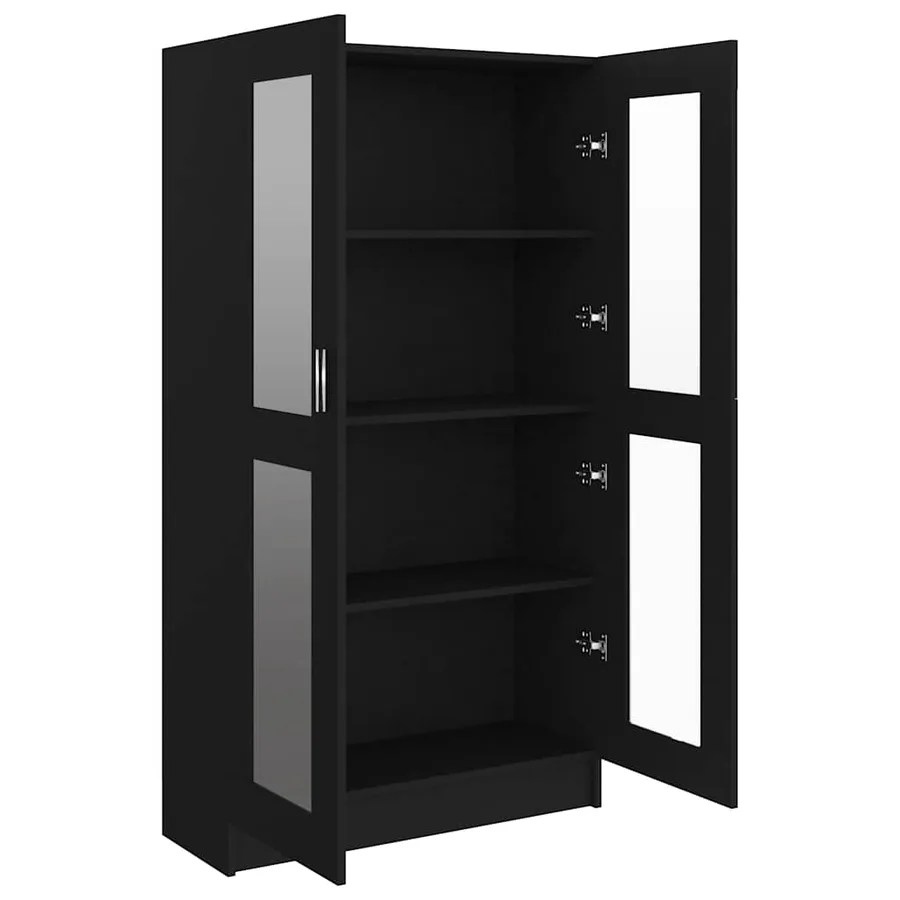 Armoire à vitrine Noir 82,5x30,5x150 cm Bois d'ingénierie - 4