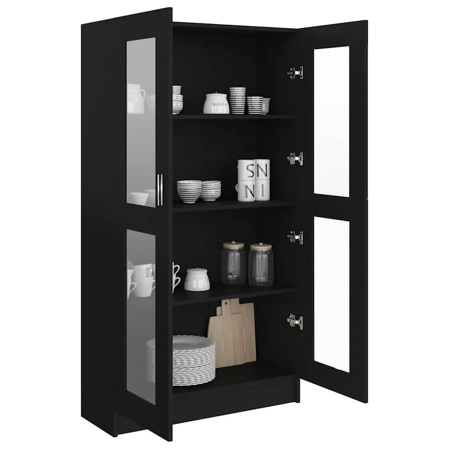 Armoire à vitrine Noir 82,5x30,5x150 cm Bois d'ingénierie - 7
