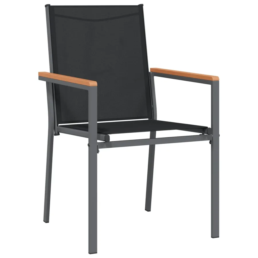 Ensemble à manger de jardin 3 pcs noir textilène et acier - 5