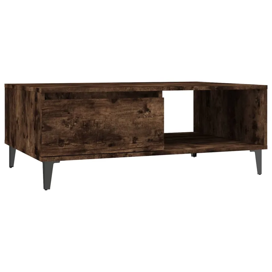 Table basse chêne fumé 90x60x35 cm bois d'ingénierie - 2