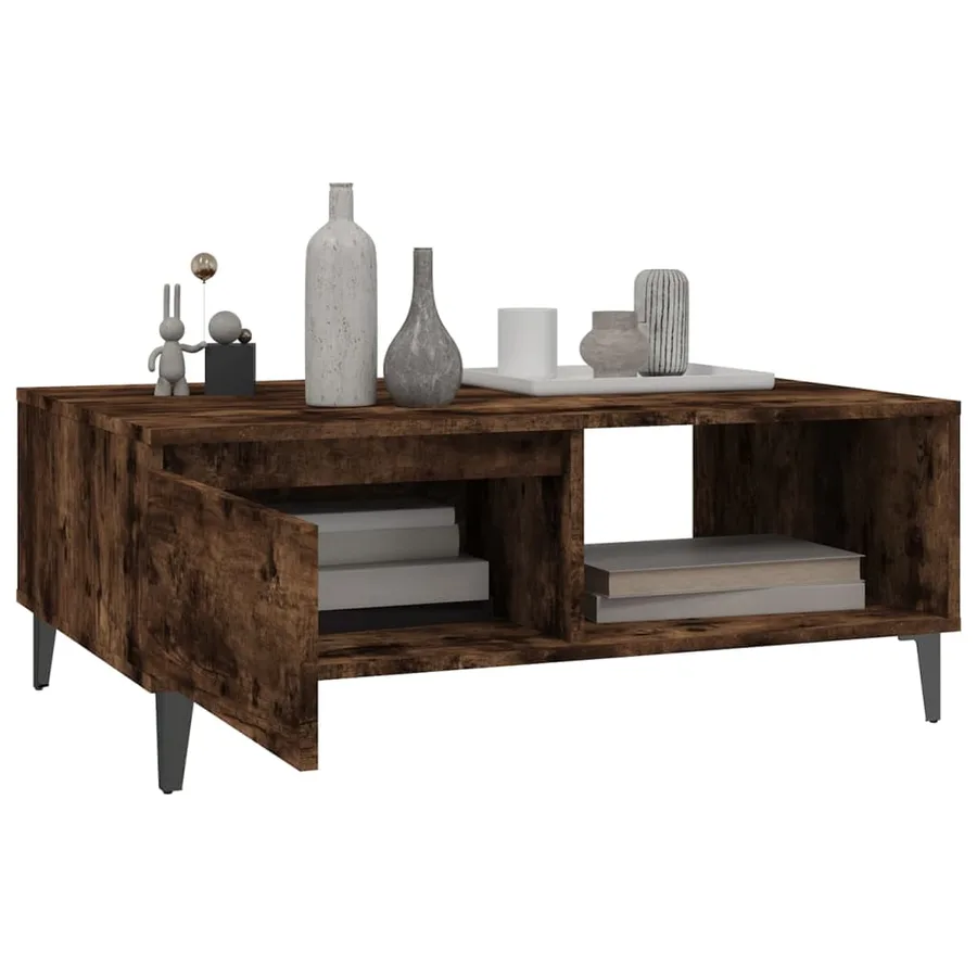 Table basse chêne fumé 90x60x35 cm bois d'ingénierie - 4