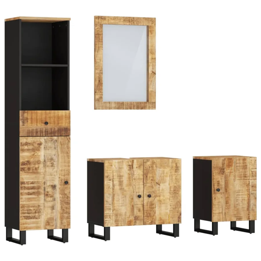 Ensemble de meubles de salle de bain 4 pcs bois manguier massif - 2