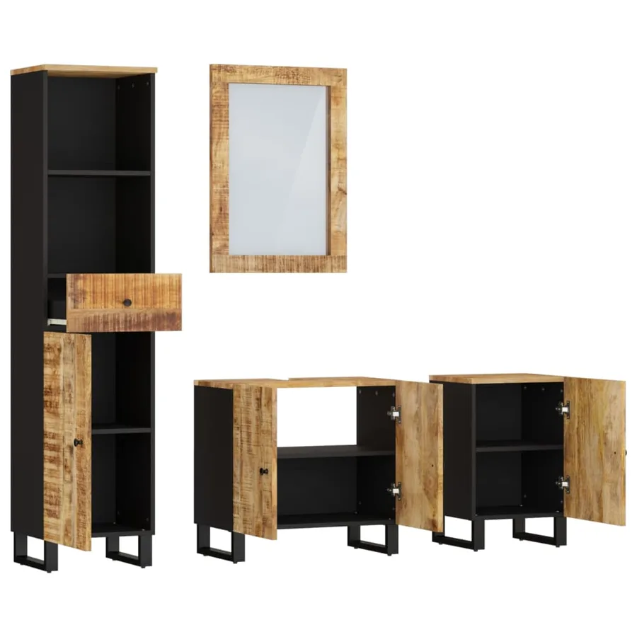 Ensemble de meubles de salle de bain 4 pcs bois manguier massif - 3