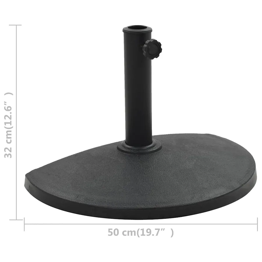 Socle demi-rond de parasol Polyrésine 9 kg Noir - 6