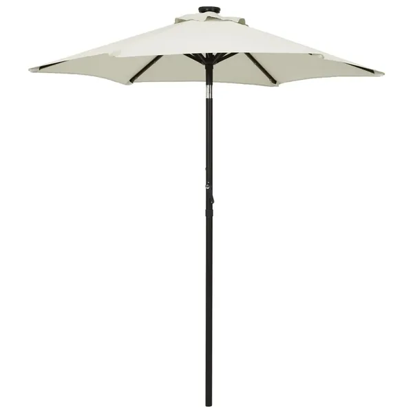 Parasol avec lumières LED sable 200x211 cm aluminium
