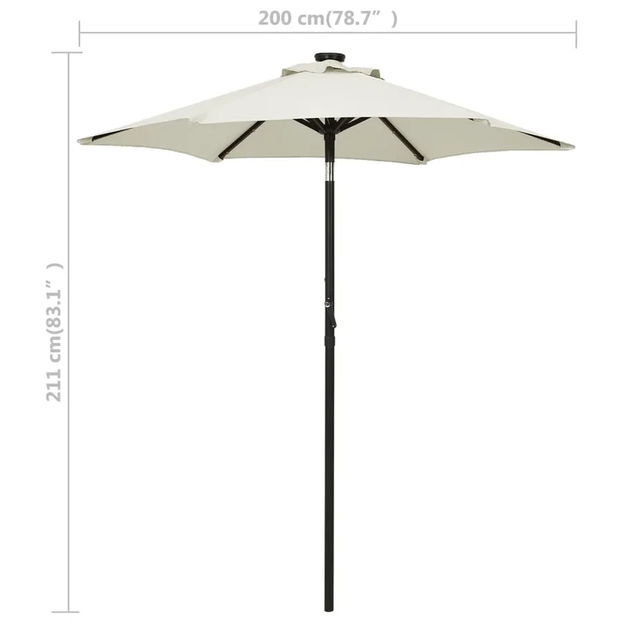 Parasol avec lumières LED sable 200x211 cm aluminium - 9