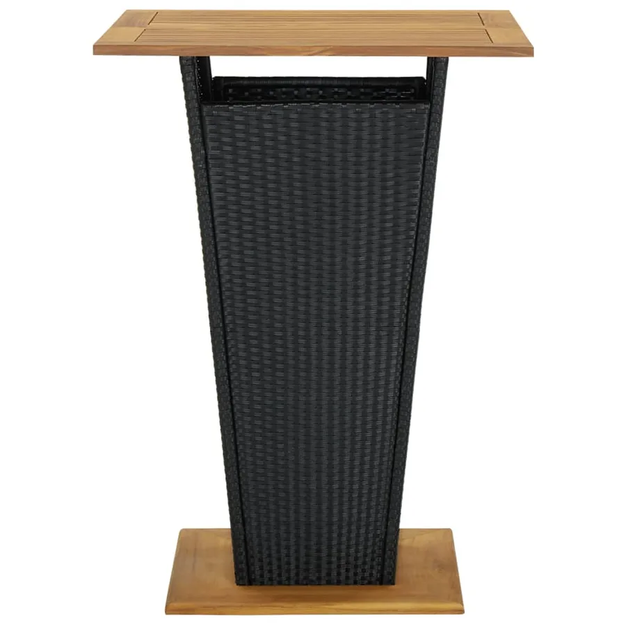 Table de bar Noir 80x80x110 cm Résine tressée et bois d'acacia - 2