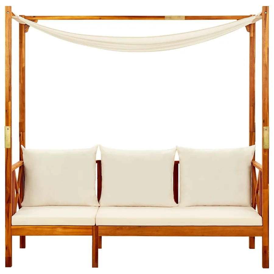 Banc de jardin avec auvent Bois d'acacia solide - 2