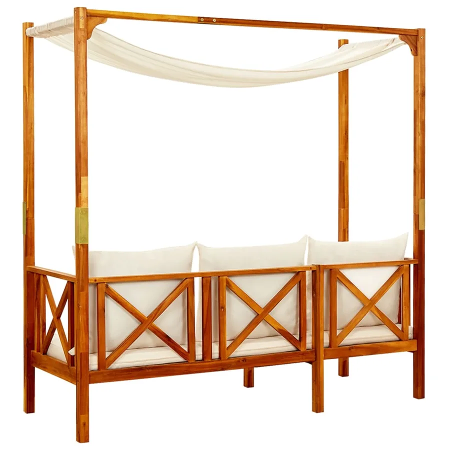Banc de jardin avec auvent Bois d'acacia solide - 3