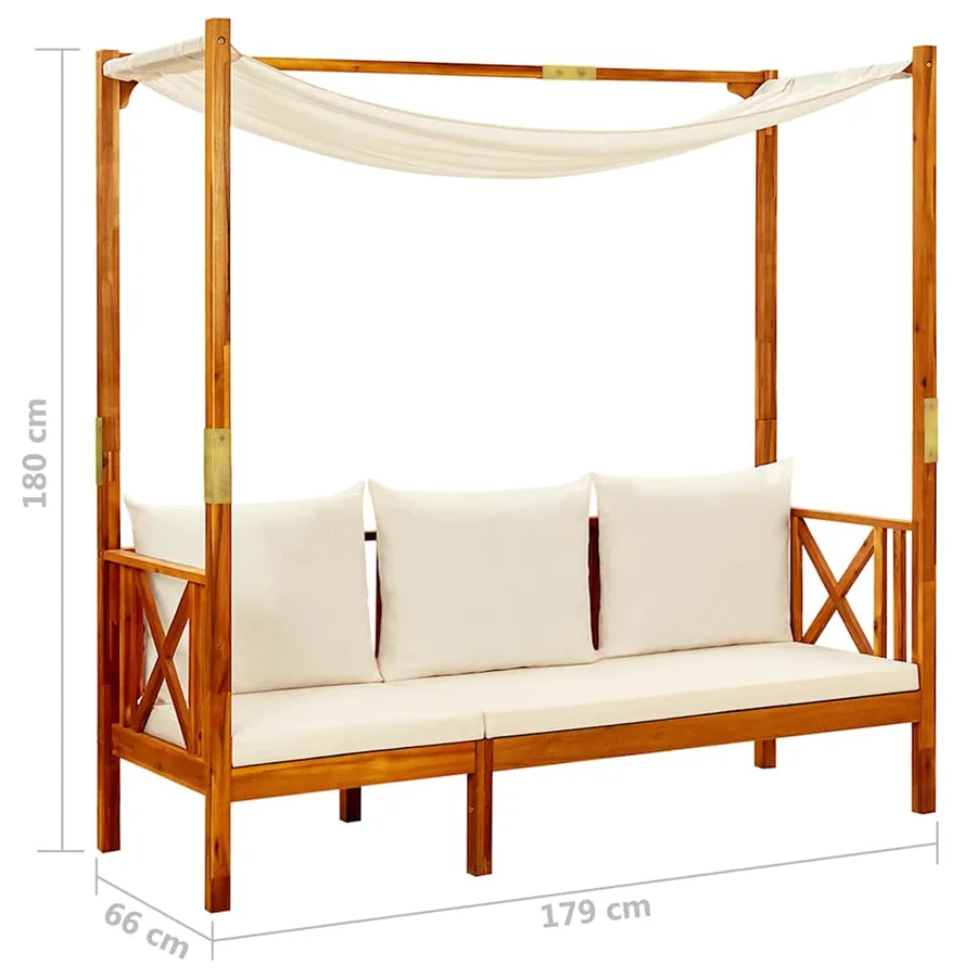 Banc de jardin avec auvent Bois d'acacia solide - 8