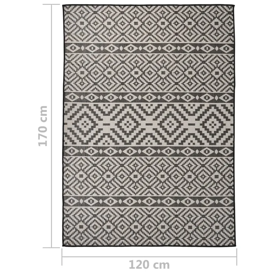 Tapis à tissage plat d'extérieur 120x170 cm Rayures noires - 6