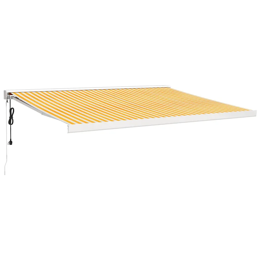 Auvent rétractable jaune et blanc 4x3 m tissu et aluminium - 2