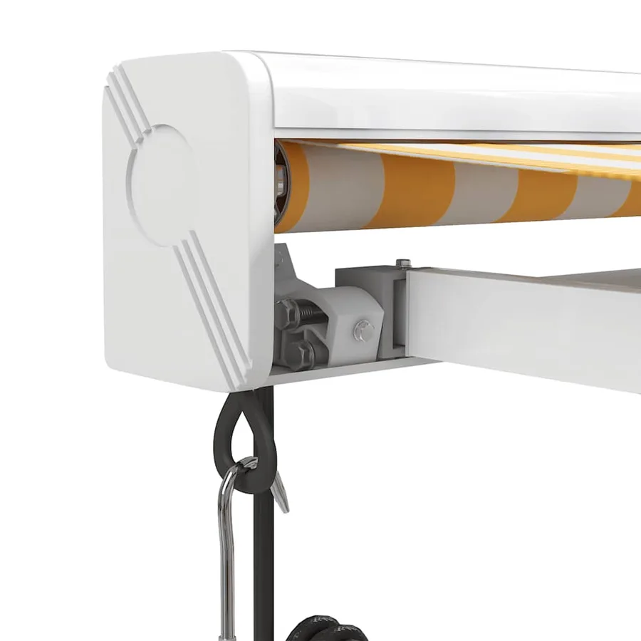 Auvent rétractable jaune et blanc 4x3 m tissu et aluminium - 6