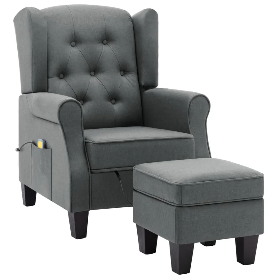 Fauteuil de massage avec repose-pied Gris clair Tissu - 2