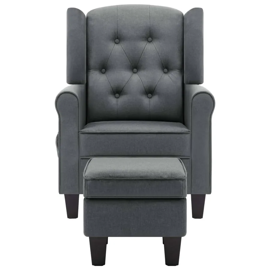 Fauteuil de massage avec repose-pied Gris clair Tissu - 3