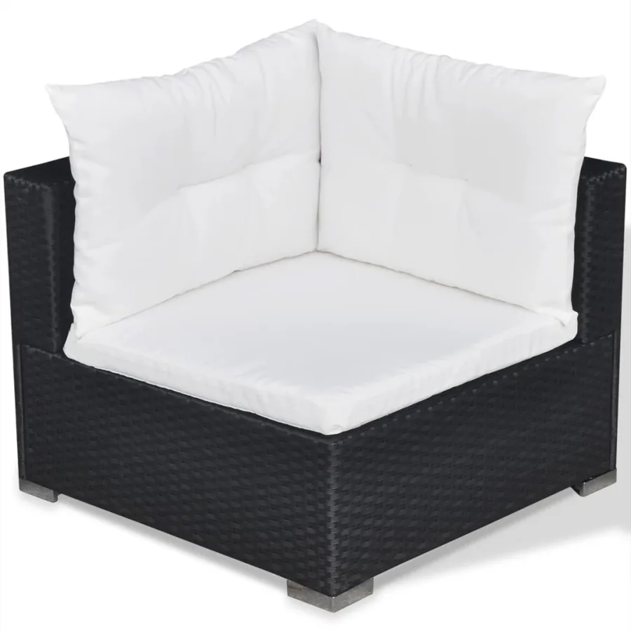 Salon de jardin 5 pcs avec coussins Résine tressée Noir - 6