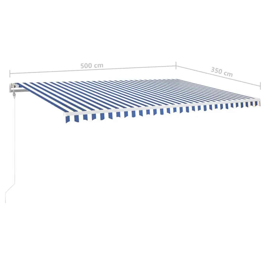 Auvent automatique capteur de vent LED 500x350 cm Bleu et blanc - 10