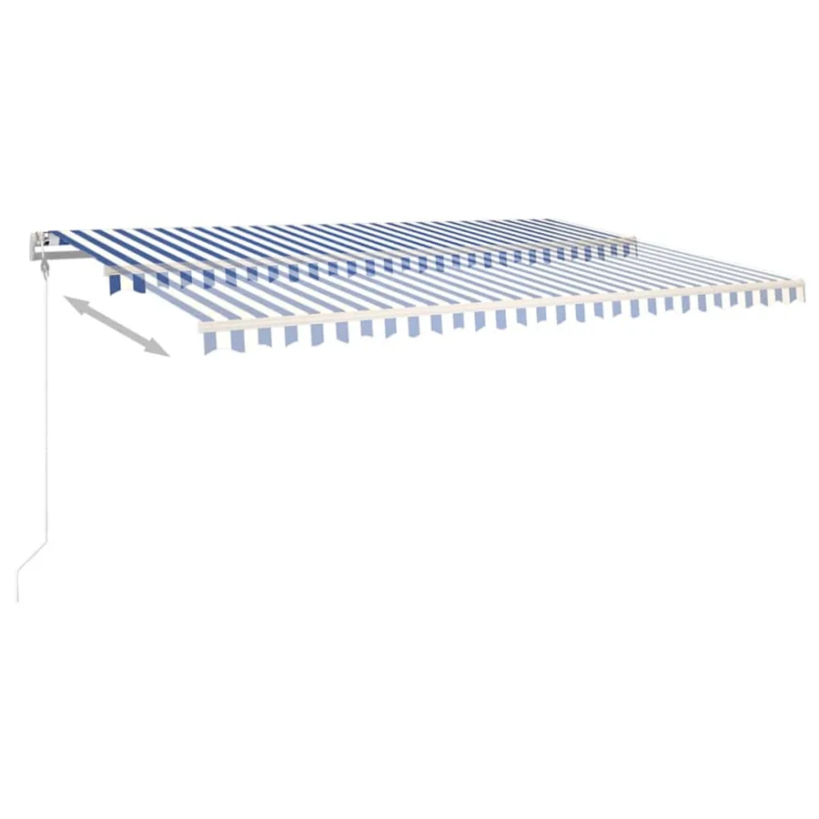Auvent automatique capteur de vent LED 500x350 cm Bleu et blanc - 9
