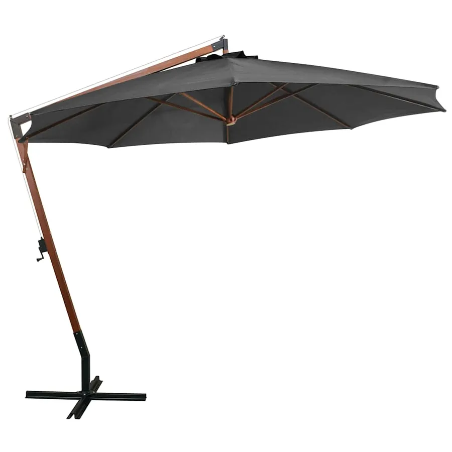 Parasol de jardin suspendu avec mât anthracite bois de sapin - 2