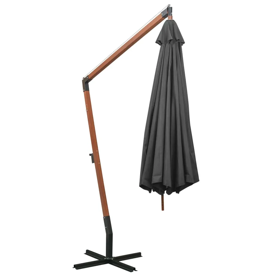 Parasol de jardin suspendu avec mât anthracite bois de sapin - 4