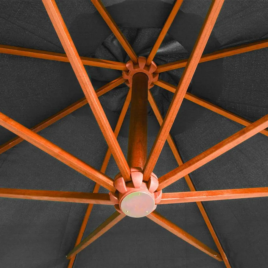 Parasol de jardin suspendu avec mât anthracite bois de sapin - 5