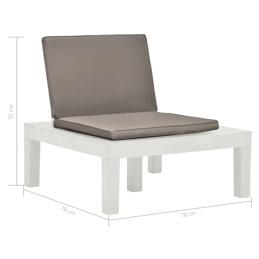 Chaise de salon de jardin avec coussin Plastique Blanc - 7