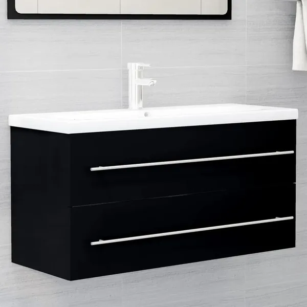 Armoire d'évier Noir 100x38,5x48 cm Bois d’ingénierie