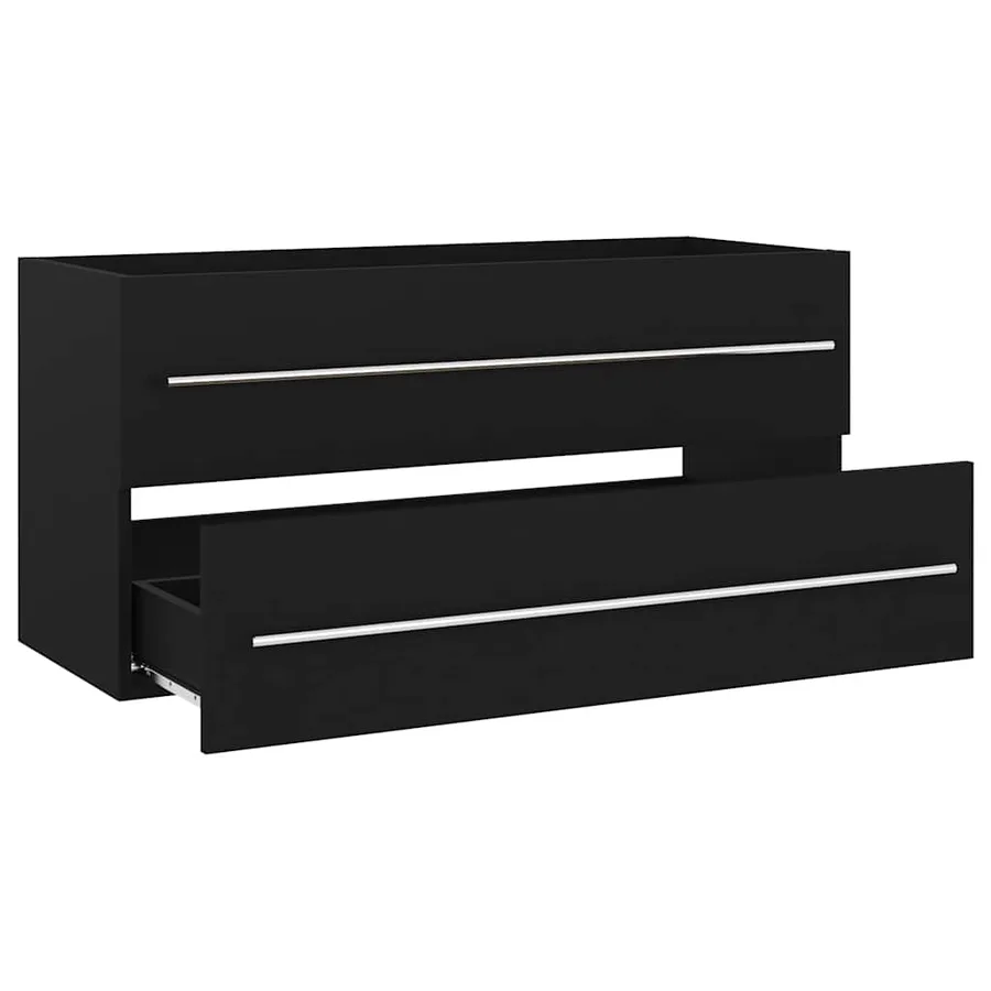 Armoire d'évier Noir 100x38,5x48 cm Bois d’ingénierie - 3