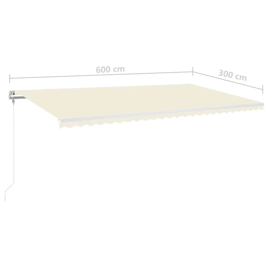 Auvent automatique avec capteur de vent et LED 600x300 cm Crème - 8