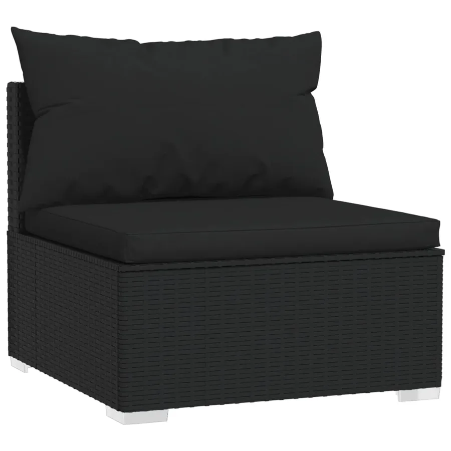 Salon de jardin 7 pcs avec coussins Résine tressée Noir - 3