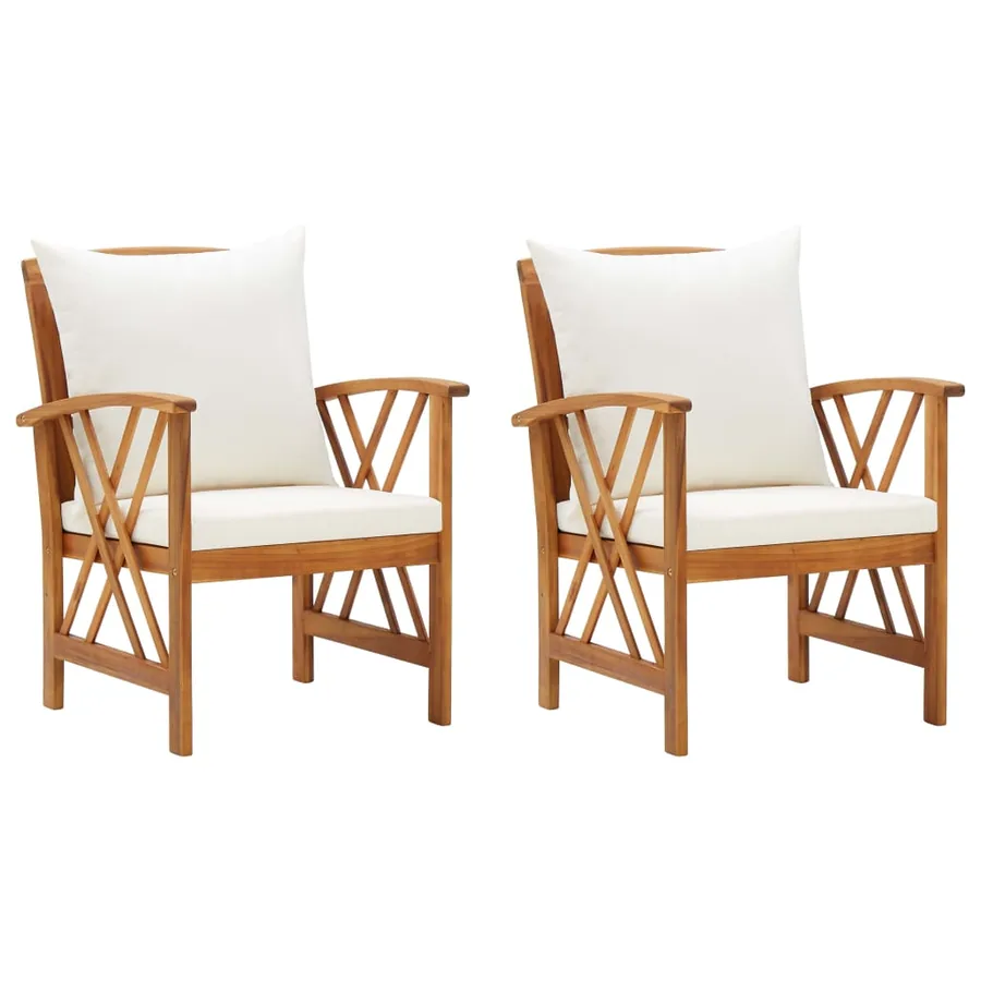 Chaises de jardin avec coussins lot de 2 Bois d'acacia massif