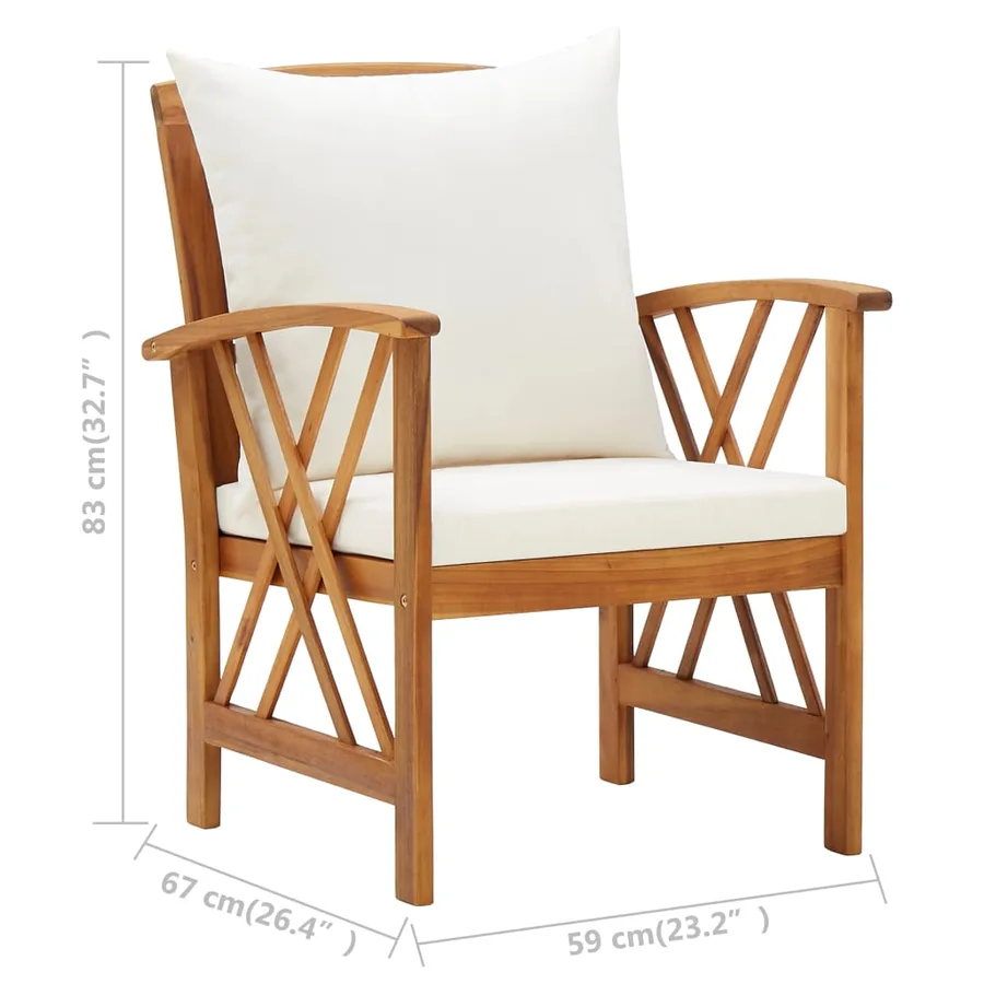 Chaises de jardin avec coussins lot de 2 Bois d'acacia massif - 8