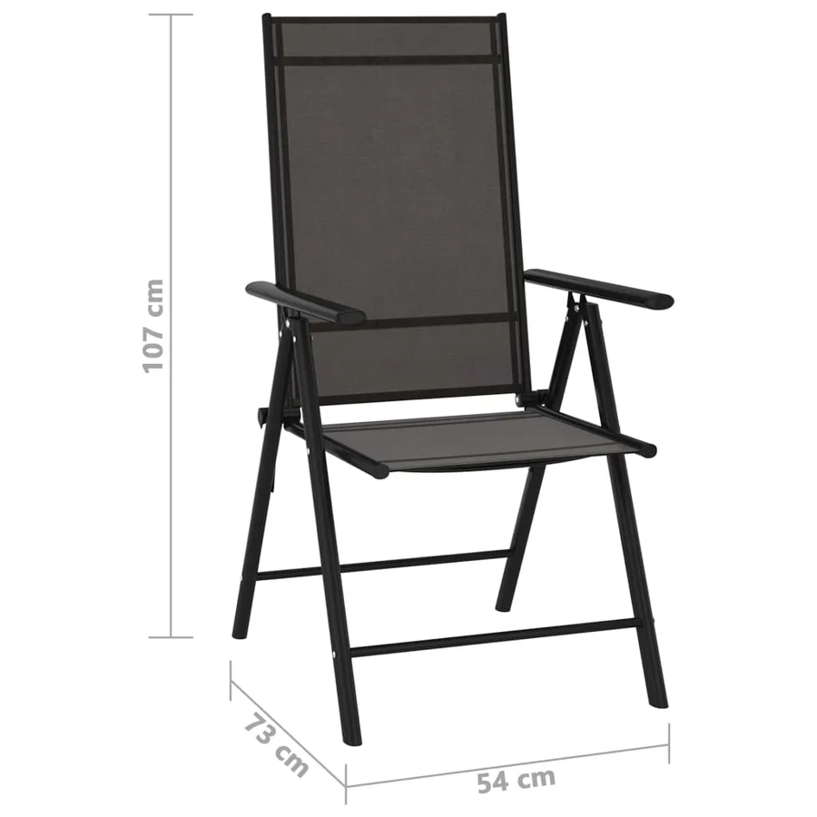 Chaises de jardin pliables lot de 6 Textilène Noir - 8